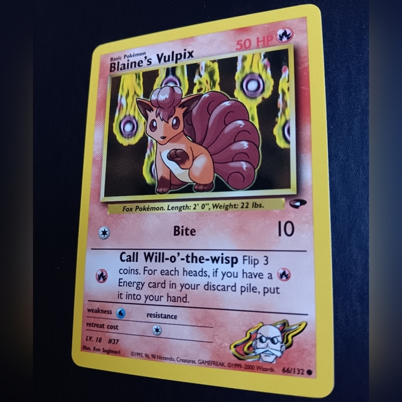 Blaine's Vulpix Pokemon Card - Gym Challenge - NO. 66/132 Common Non-Holo - Picture 6 of 9